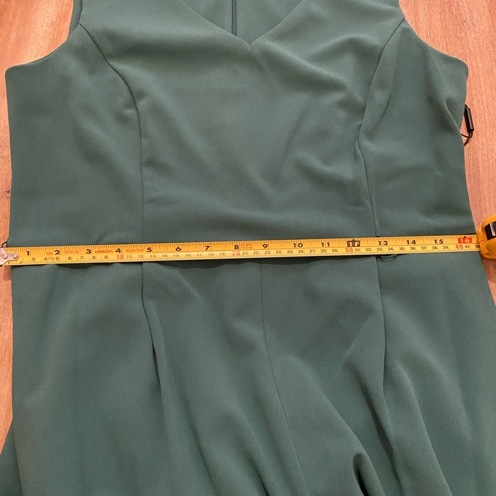 Calvin Klein Teal V-Neck Sleeveless Jumpsuit with Tie Belt - Picture 11 of 12